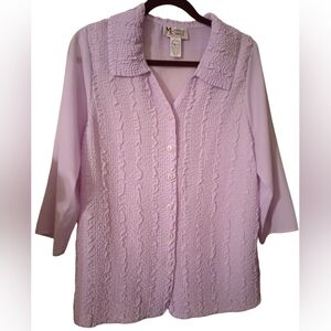 Maggie Sweet Pleated Blouse, Lavender, Sheer, Women's Size Medium, Pre-owned
